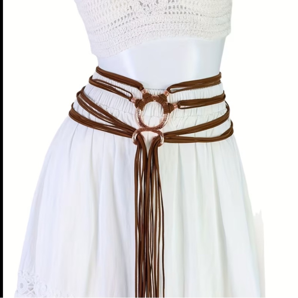 Chic Brown Belt with Copper Detailing - Picture 3 of 3